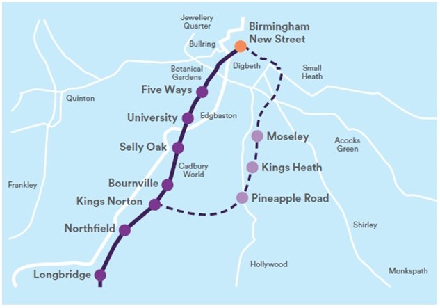 Camphill line proposed stations and route